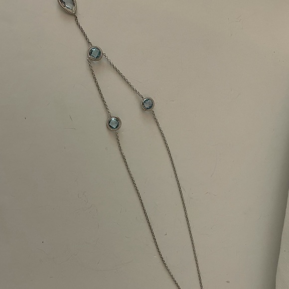 10K White Gold Sky Blue Topaz Station Necklace - Picture 5 of 8